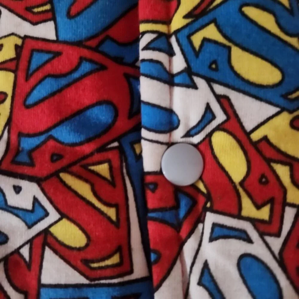 Kids Superman 3-6 year‎ All Over Print Vest Top Button Front Blue Red Yellow